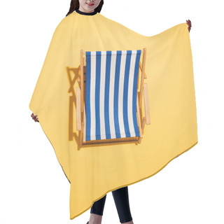 Personality  Top View Of Striped Deck Chair On Yellow Hair Cutting Cape