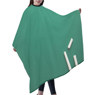 Personality  Top View Of White Chalks On Green Blackboard Hair Cutting Cape