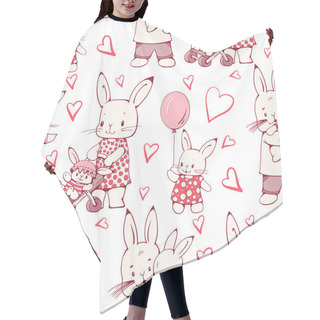 Personality  Pattern With Family Funny Cartoon Bunnies Hair Cutting Cape