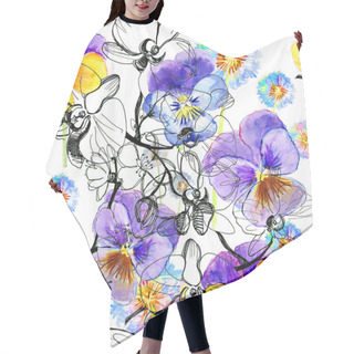 Personality  Violet Flowers Pattern Hair Cutting Cape