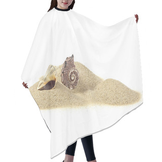Personality  Pile Of Sand And Seashells On White Background Hair Cutting Cape