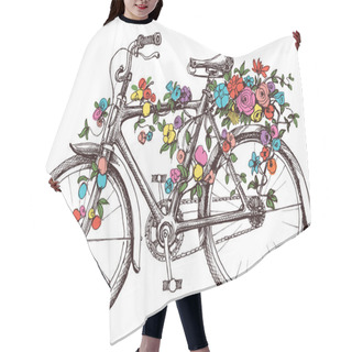 Personality  Bike With Flowers, Design Element For Wedding Invitations Hair Cutting Cape