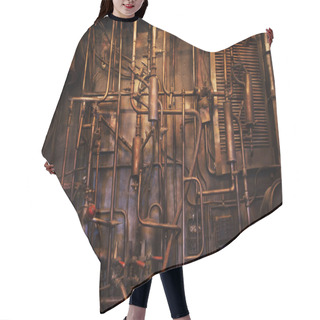 Personality  Copper Pipe. Difficult Communication, Retro, Pipes Texture Hair Cutting Cape