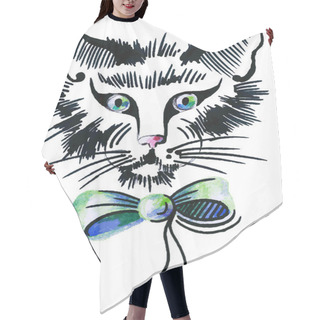 Personality  Cat Vector. Hair Cutting Cape