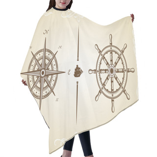 Personality  Vector Vintage Compass And Rudder Hair Cutting Cape