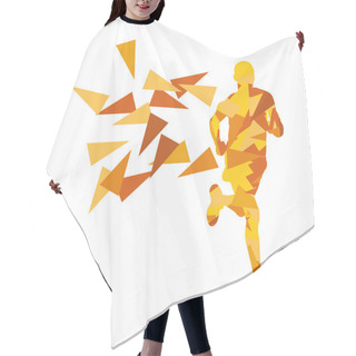 Personality  Marathon Runner Abstract Vector Background Concept Made Of Fragm Hair Cutting Cape