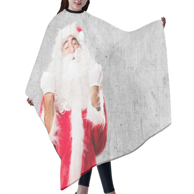 Personality  Santa Claus With Celebrating Sign Hair Cutting Cape