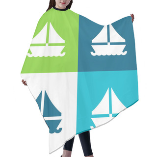 Personality  Boat Flat Four Color Minimal Icon Set Hair Cutting Cape