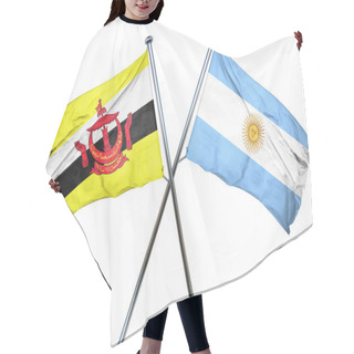 Personality  Brunei Flag With Argentina Flag, 3D Rendering Hair Cutting Cape