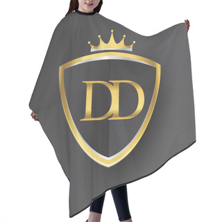 Personality  Vector Illustration Of Golden Letters Dd Hair Cutting Cape