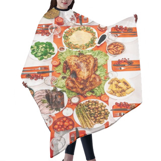 Personality  Served Table For Christmas Dinner Hair Cutting Cape