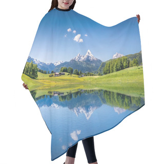 Personality  Idyllic Summer Landscape With Clear Mountain Lake In The Alps Hair Cutting Cape