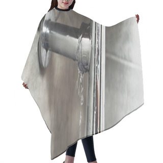 Personality  Damaged Steel Pipe With Water Drops On Grey Background Hair Cutting Cape