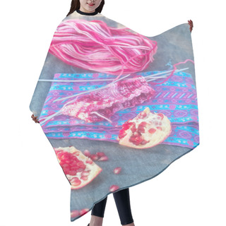 Personality  Knitting And Sweet Pomegranate On The Material Hair Cutting Cape