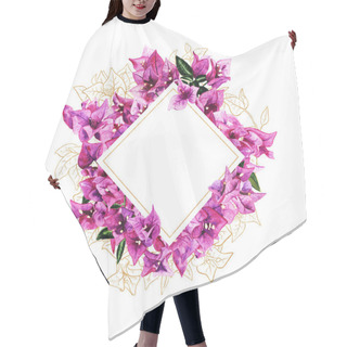 Personality  Frame With Watercolor And Golden Bougainvillea Flowers Hair Cutting Cape