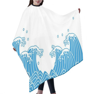 Personality  Japanese Wave Of Blue Wave Hair Cutting Cape