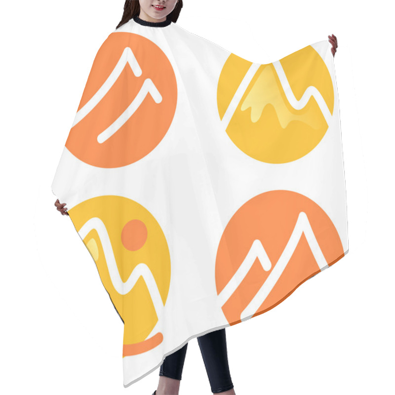 Personality  Mountain Icons Set Isolated On White ( Orange And Yellow ) Hair Cutting Cape