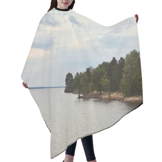 Personality  View Of White Sky, River And Forest On Coast  Hair Cutting Cape