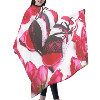Personality  Womens Bras And Red Roses Hair Cutting Cape