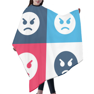 Personality  Angry Blue And Red Four Color Minimal Icon Set Hair Cutting Cape