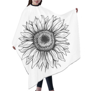 Personality  Sunflower Black Blooming Hand Drawn Illustration Hair Cutting Cape