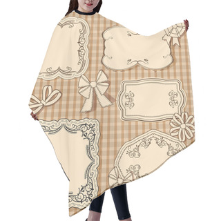 Personality  Vector Set Of Vintage Frame Hair Cutting Cape