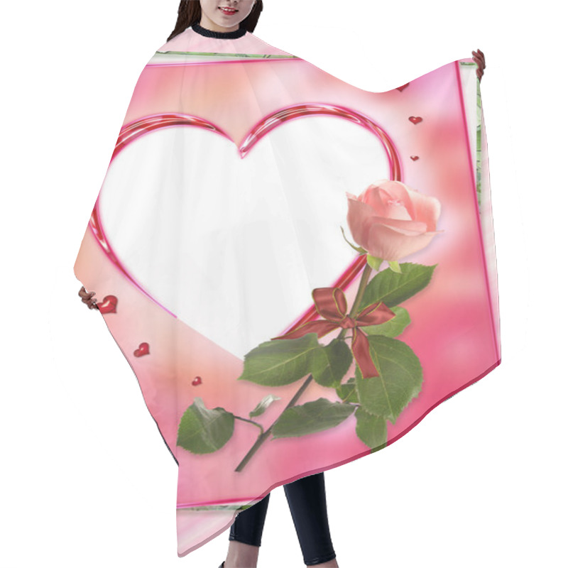 Personality  Heart Frame With Rose Flower Collage Hair Cutting Cape