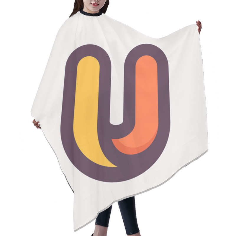 Personality  U Letter Colorful Logo. Flat Style Design. Hair Cutting Cape
