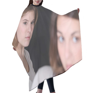 Personality  Woman Looking At Another Hair Cutting Cape