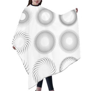 Personality  Set Of Halftone Dotted Circles - Vector. Hair Cutting Cape