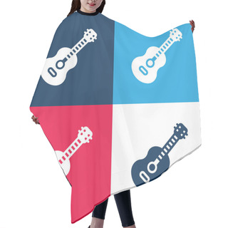 Personality  Acoustic Guitar Blue And Red Four Color Minimal Icon Set Hair Cutting Cape