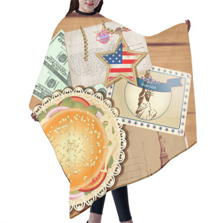 Personality  Vector Set Of Travel To America Hair Cutting Cape