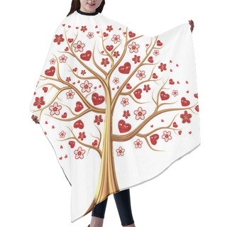 Personality  Golden Tree With Hearts And Flowers Hair Cutting Cape