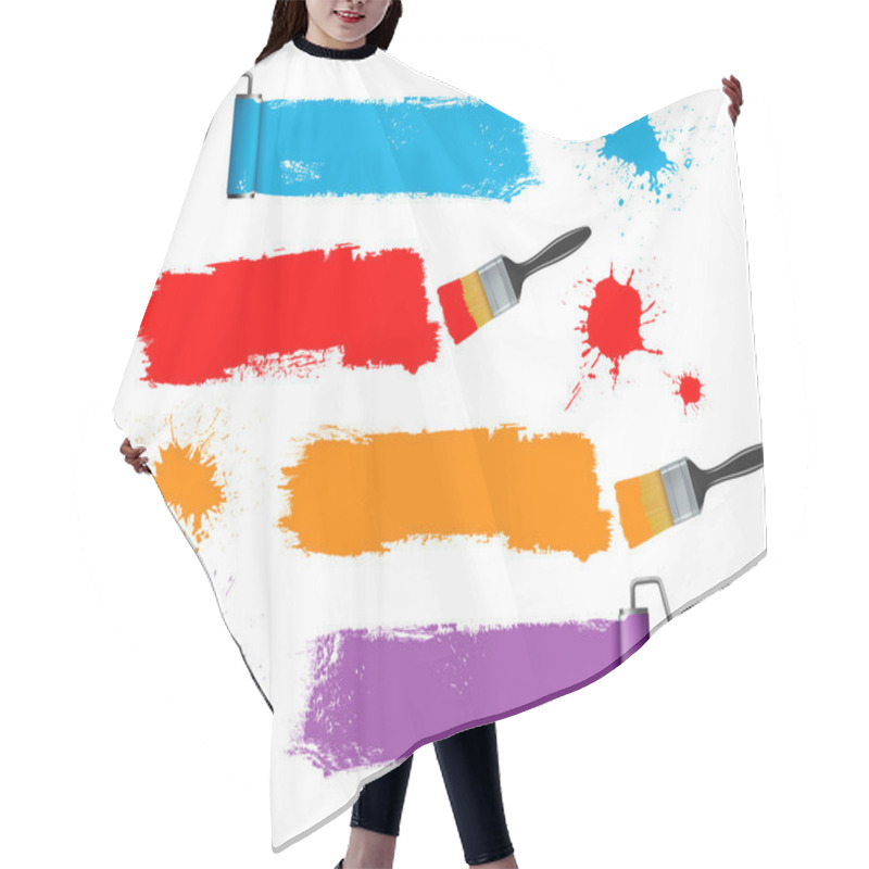 Personality  Paint brush and paint roller and paint banners. Vector illustration. hair cutting cape