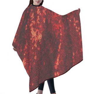 Personality  Top View Of Dark Red Textile With Shiny Sequins As Background  Hair Cutting Cape
