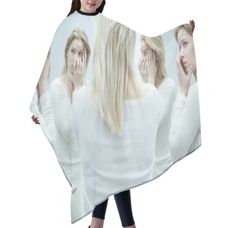 Personality  Woman With Mental Disoreder Hair Cutting Cape