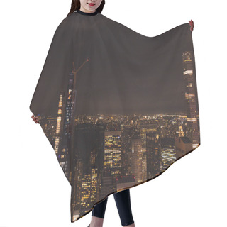 Personality  Aerial View Of Buildings And Night City Lights In New York, Usa Hair Cutting Cape