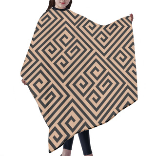 Personality  Seamless Geometric Pattern. Line Pattern In Black And Beige Colour. Classy Maze Design. Trendy Simple Swirl Pattern. Fashionable Design For Textiles And Interiors. Hair Cutting Cape