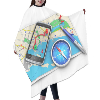 Personality  GPS Navigation, Travel And Tourism Concept Hair Cutting Cape