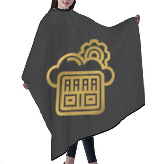Personality  Big Data Gold Plated Metalic Icon Or Logo Vector Hair Cutting Cape