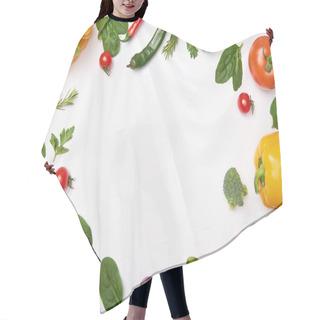 Personality  Flat Lay With Organic Vegetables On White Background Hair Cutting Cape