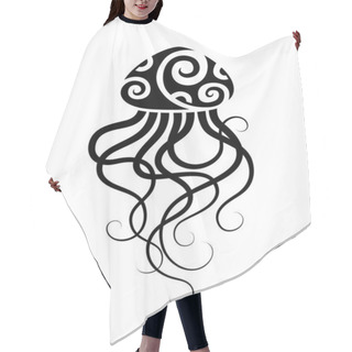 Personality  Jellyfish Maori Style. Tattoo Sketch Or Logo.  Hair Cutting Cape