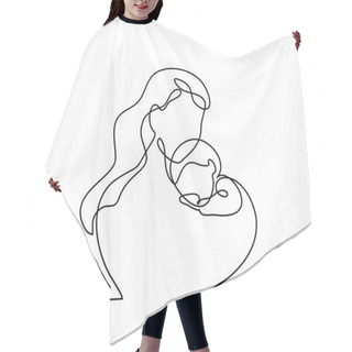 Personality  Simple Line Art Of A Mother Holding Her Baby Hair Cutting Cape