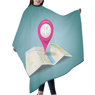 Personality  Folded Maps With Pink Color Point Markers, Restaurant Hair Cutting Cape