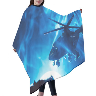Personality  Battle Scene With Toy Helicopter In Smoke With Moon On Blue Background Hair Cutting Cape