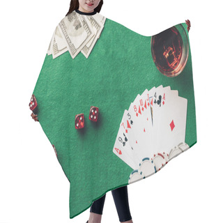Personality  Gambling Concept With With Cards And Dice On Casino Table  Hair Cutting Cape