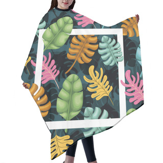 Personality  Natural Leafs With Square Frame Pattern Background Hair Cutting Cape
