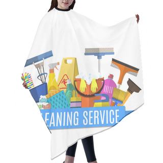 Personality  Cleaning Service Flat Illustration Hair Cutting Cape