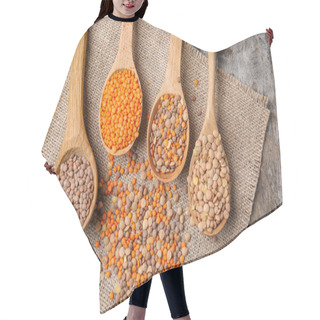 Personality  Spoons With Lentils On Table Hair Cutting Cape