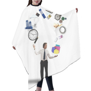 Personality  Businessman Play With Business Objects Hair Cutting Cape